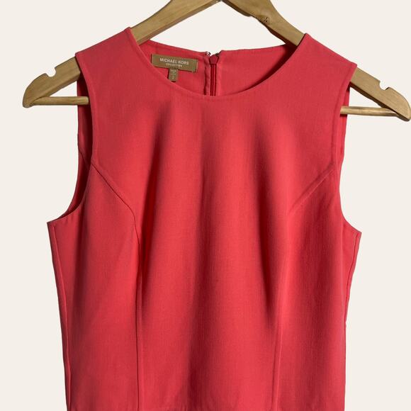 Michael Kors Collection Coral Pink Wool Sleeveless Fit & Flare Dress Size 2 - Picture 4 of 9